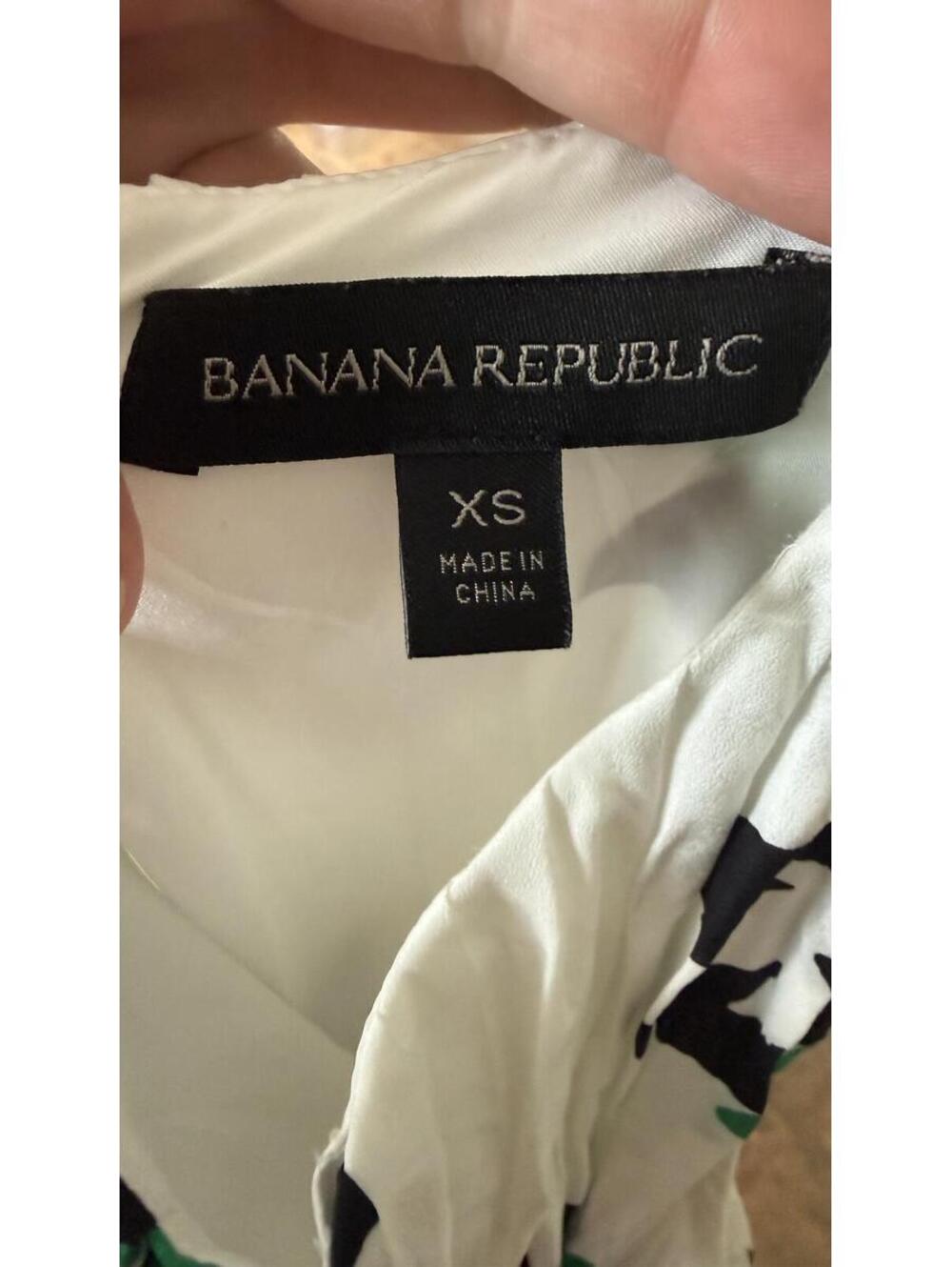 Banana Republic XS White Maxi Dress with Green and Black Floral Print - Picture 3 of 5
